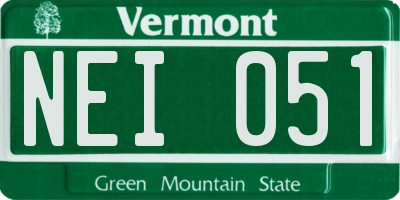 VT license plate NEI051