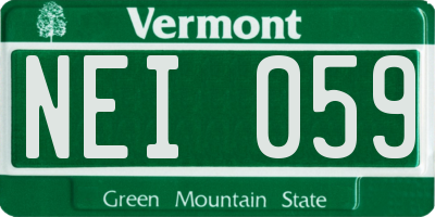 VT license plate NEI059