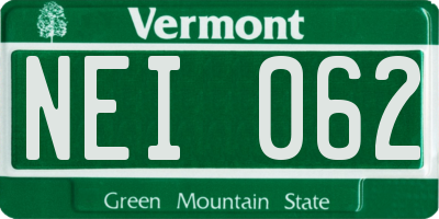 VT license plate NEI062