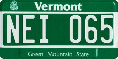 VT license plate NEI065