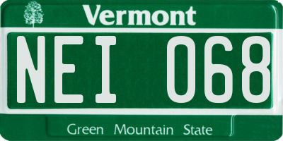 VT license plate NEI068