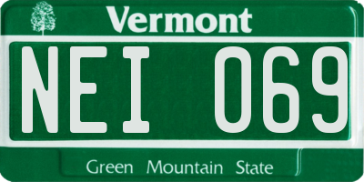 VT license plate NEI069