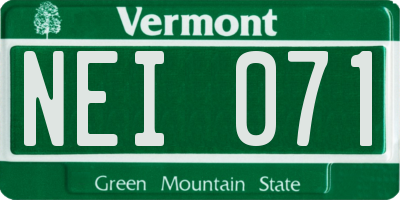 VT license plate NEI071