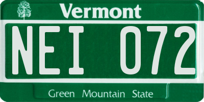 VT license plate NEI072