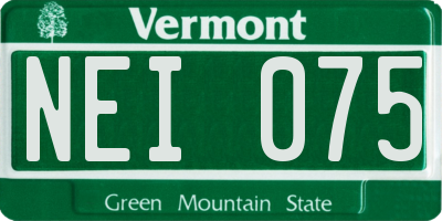 VT license plate NEI075