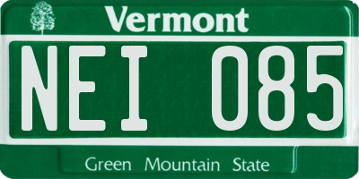 VT license plate NEI085