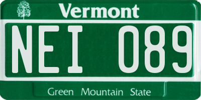 VT license plate NEI089