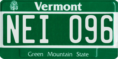 VT license plate NEI096