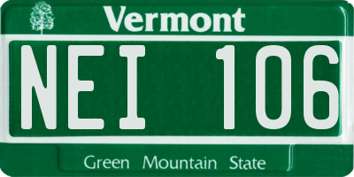 VT license plate NEI106