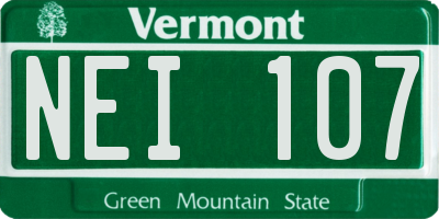 VT license plate NEI107