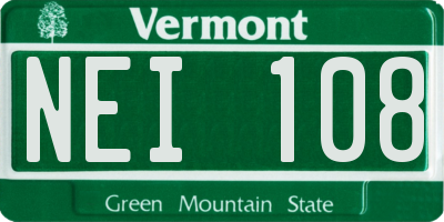 VT license plate NEI108