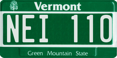 VT license plate NEI110