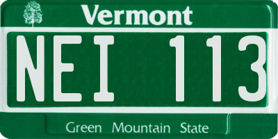 VT license plate NEI113