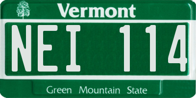 VT license plate NEI114