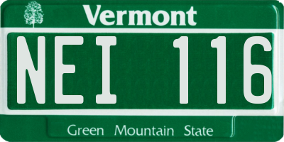 VT license plate NEI116