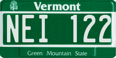 VT license plate NEI122