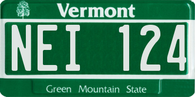 VT license plate NEI124