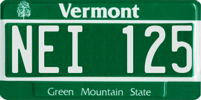VT license plate NEI125