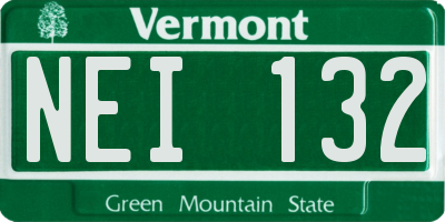 VT license plate NEI132