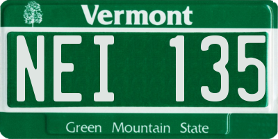 VT license plate NEI135