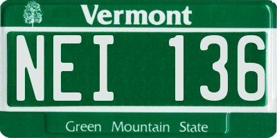 VT license plate NEI136