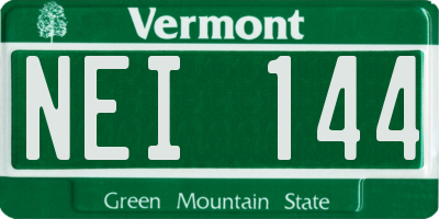 VT license plate NEI144
