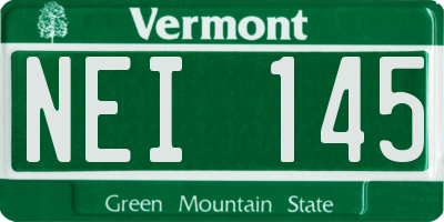 VT license plate NEI145
