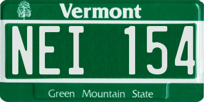 VT license plate NEI154