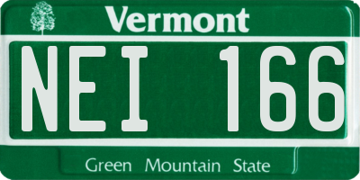 VT license plate NEI166