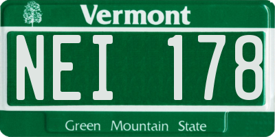 VT license plate NEI178