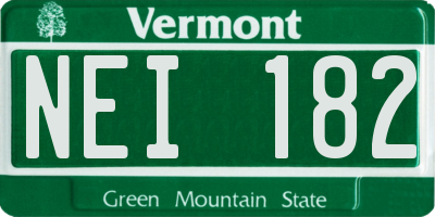 VT license plate NEI182
