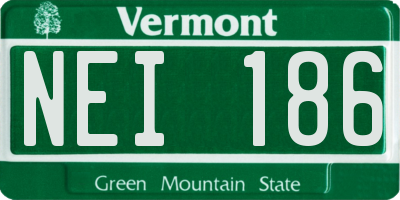 VT license plate NEI186