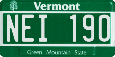 VT license plate NEI190