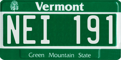 VT license plate NEI191