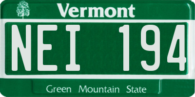 VT license plate NEI194