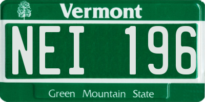 VT license plate NEI196