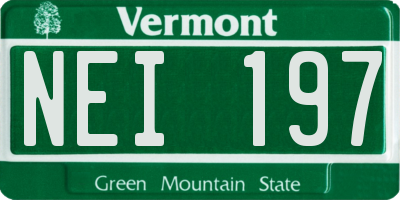 VT license plate NEI197