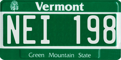 VT license plate NEI198