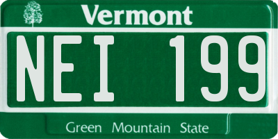 VT license plate NEI199