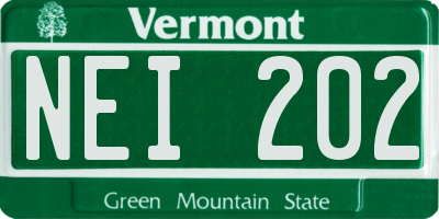 VT license plate NEI202