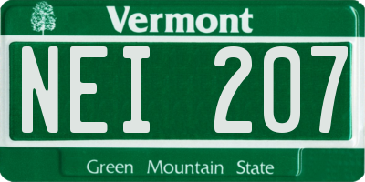 VT license plate NEI207