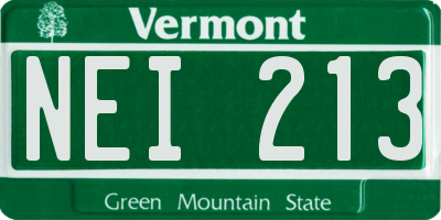 VT license plate NEI213