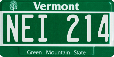 VT license plate NEI214