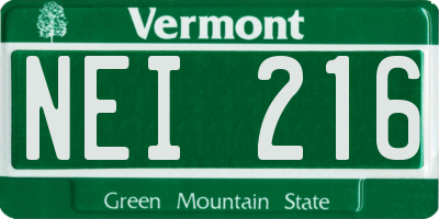VT license plate NEI216