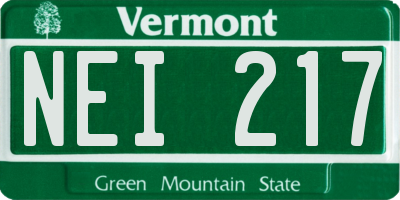 VT license plate NEI217