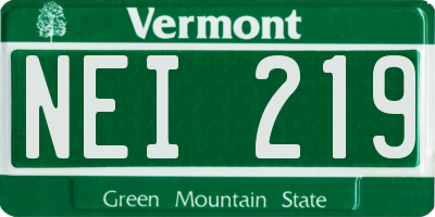 VT license plate NEI219