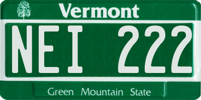 VT license plate NEI222