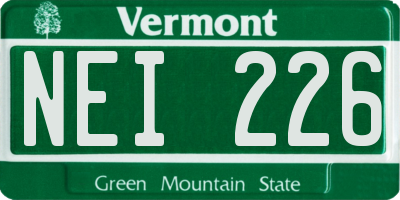 VT license plate NEI226