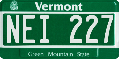 VT license plate NEI227