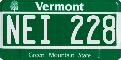 VT license plate NEI228